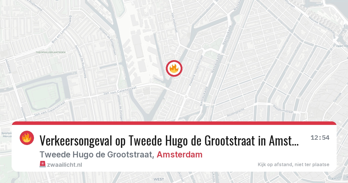 Verkeersongeval op Tweede Hugo de Grootstraat in Amsterdam — 23 apr 2026