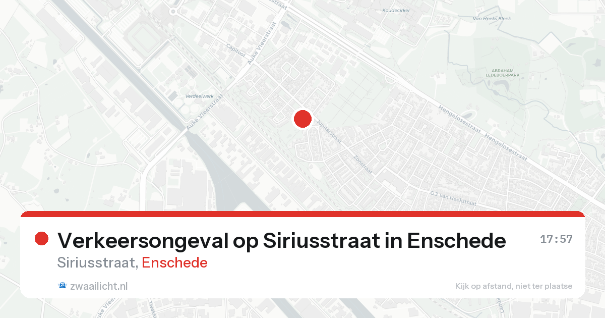 Verkeersongeval op Siriusstraat in Enschede — 24 aug 2026