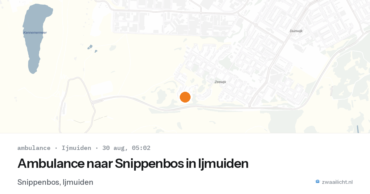 Ambulance naar Snippenbos in Ijmuiden — 30 aug 2026