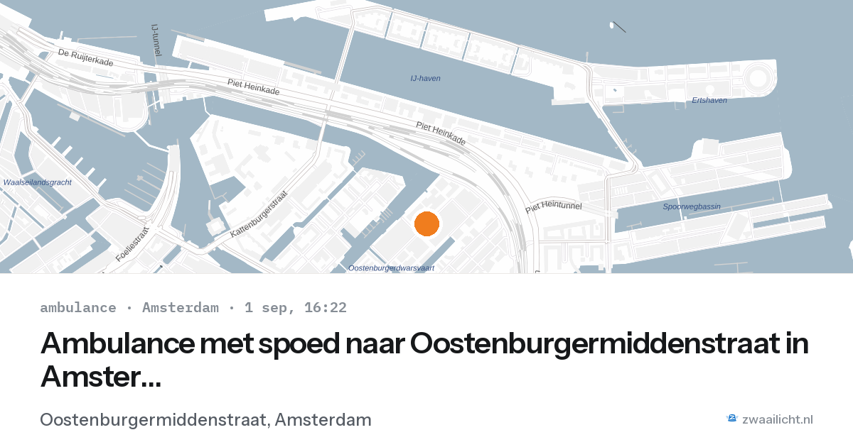 Ambulance met spoed naar Oostenburgermiddenstraat in Amsterdam — 1 sep 2026
