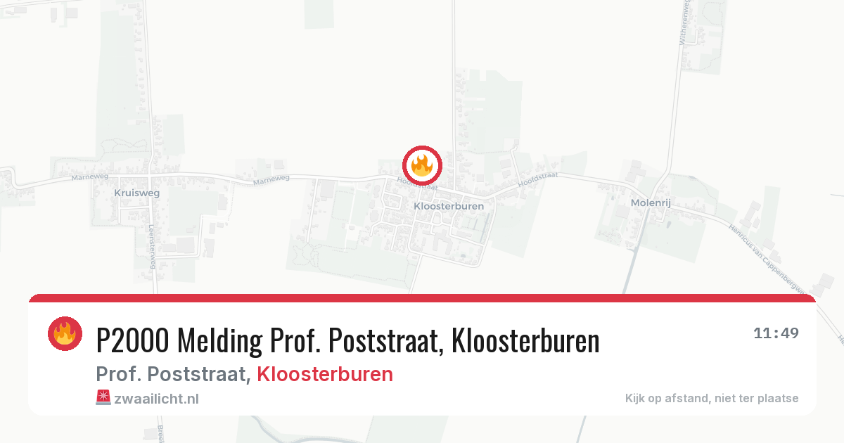 P2000 Melding Prof. Poststraat, Kloosterburen — 22 jul 2026