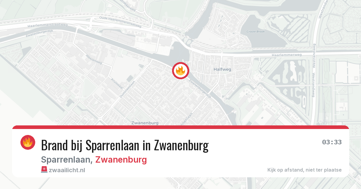 Brand bij Sparrenlaan in Zwanenburg — 4 mei 2026