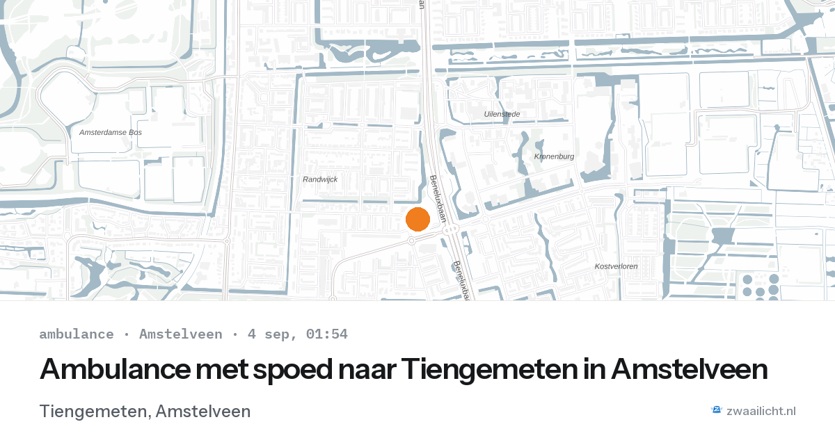 Ambulance met spoed naar Tiengemeten in Amstelveen — 3 sep 2026