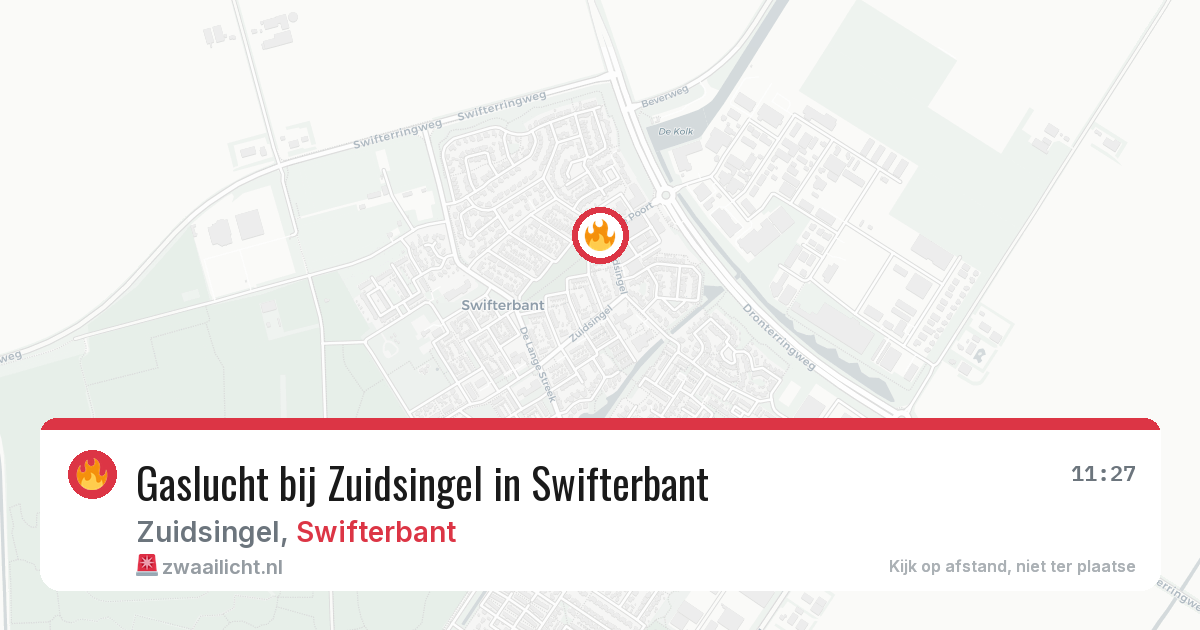 Gaslucht bij Zuidsingel in Swifterbant — 10 jun 2026