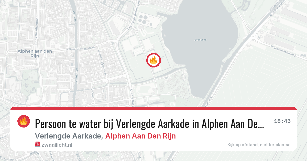 Persoon te water bij Verlengde Aarkade in Alphen Aan Den Rijn — 13 aug 2026