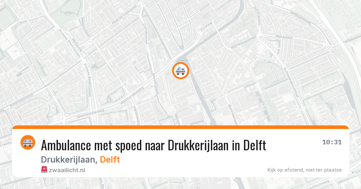 Ambulance met spoed naar Drukkerijlaan in Delft — 17 mei 2026