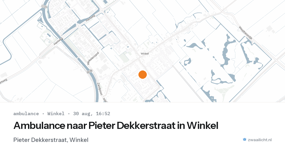 Ambulance naar Pieter Dekkerstraat in Winkel — 30 aug 2026