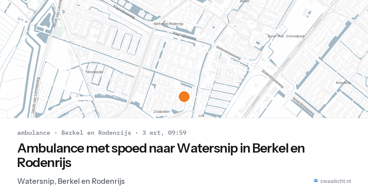 Ambulance met spoed naar Watersnip in Berkel en Rodenrijs — 3 mrt 2026