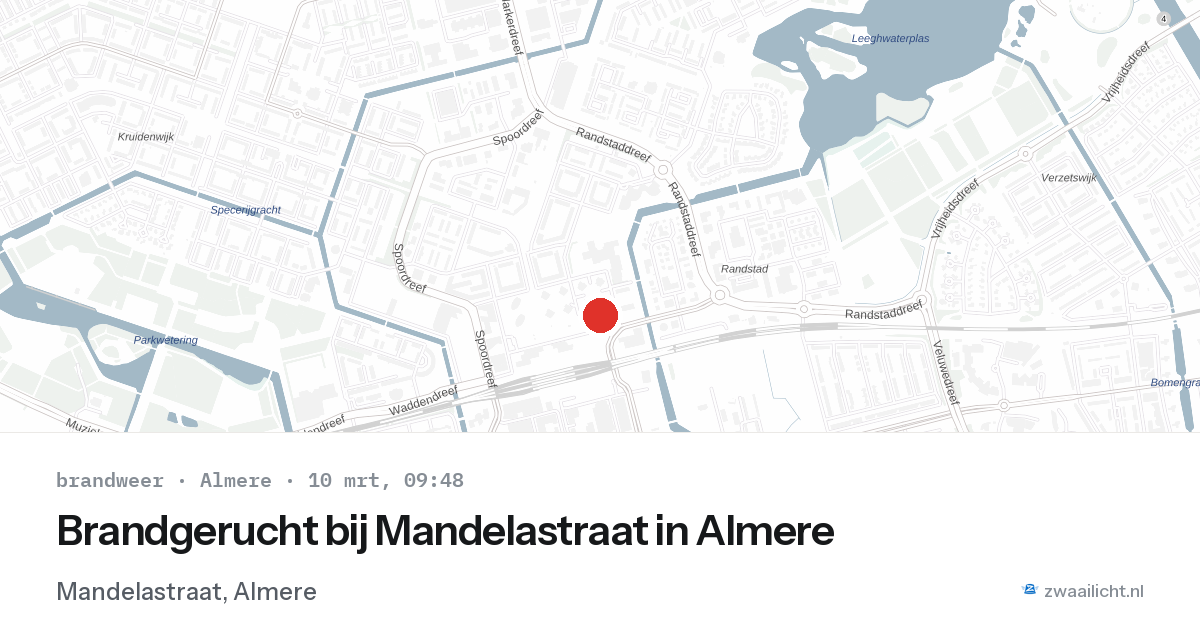 Brandgerucht bij Mandelastraat in Almere — 10 mrt 2026