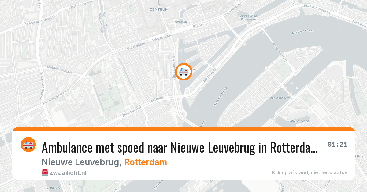Ambulance met spoed naar Nieuwe Leuvebrug in Rotterdam — 30 jun 2026