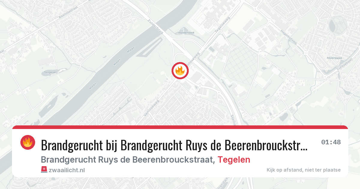 Brandgerucht bij Brandgerucht Ruys de Beerenbrouckstraat in Tegelen — 9 feb 2026