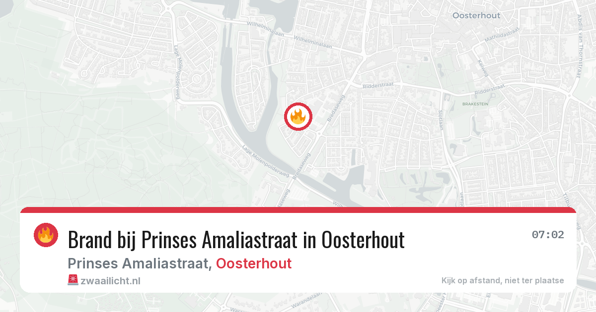Brand bij Prinses Amaliastraat in Oosterhout — 8 jul 2026