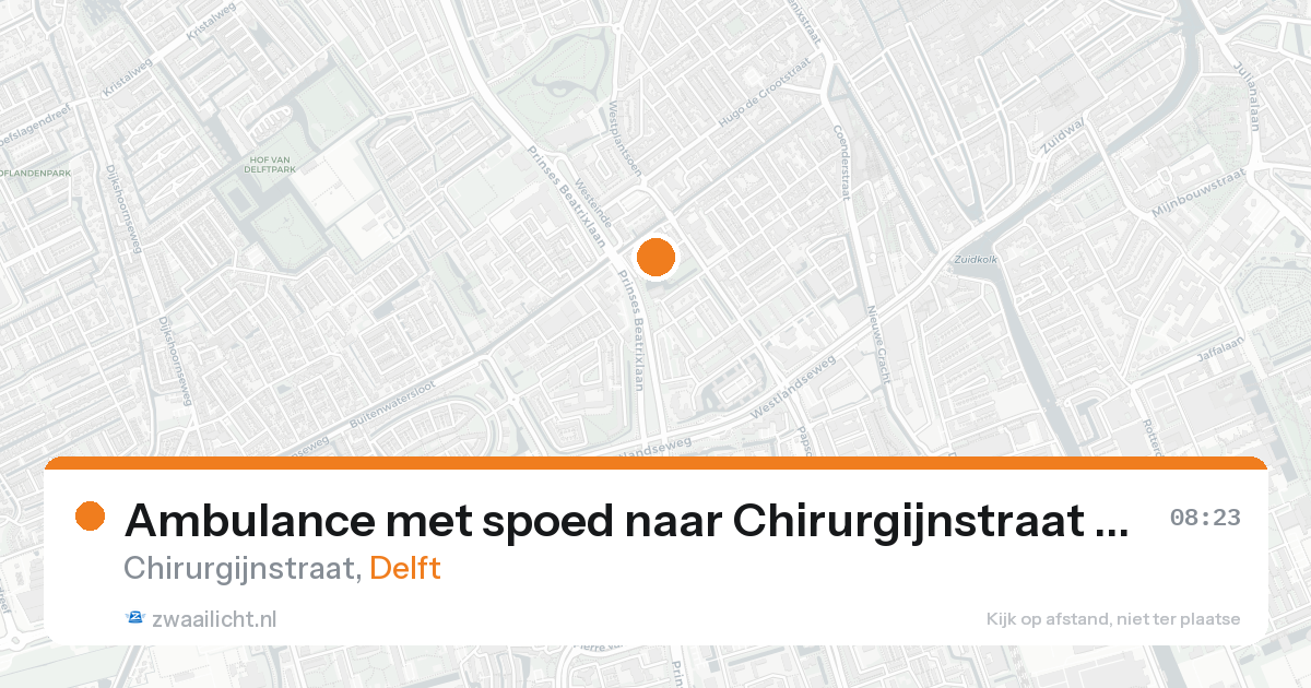 Ambulance met spoed naar Chirurgijnstraat in Delft — 19 aug 2026