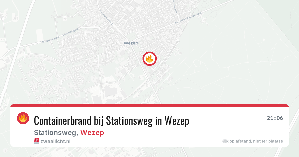 Containerbrand bij Stationsweg in Wezep — 16 jul 2026
