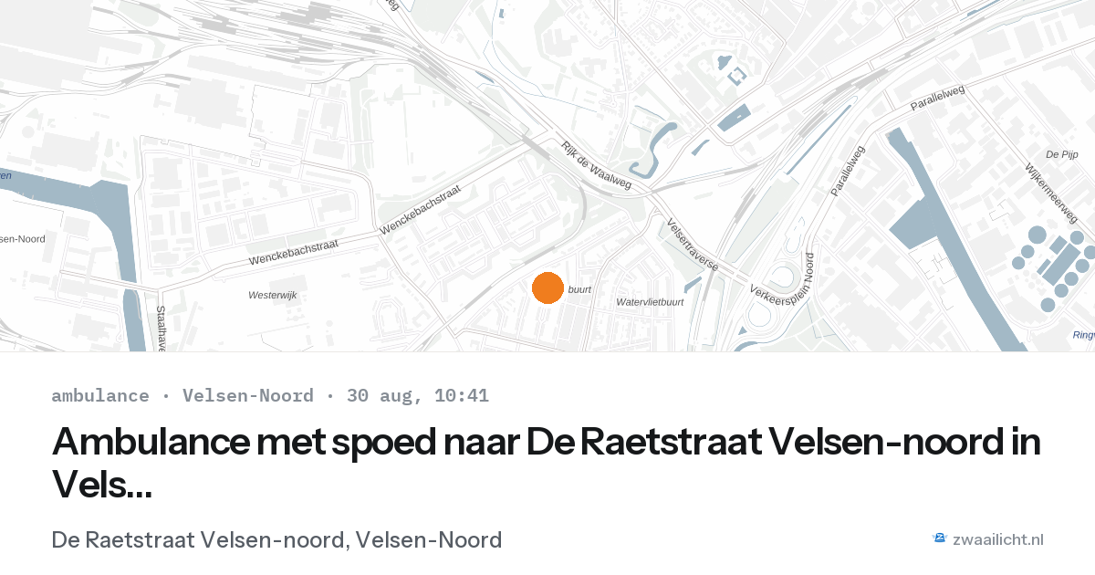 Ambulance met spoed naar De Raetstraat Velsen-noord in Velsen-Noord — 30 aug 2026