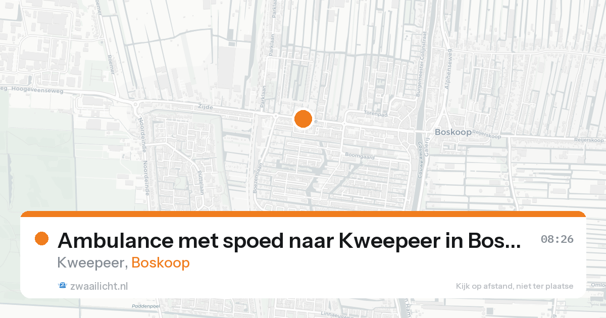 Ambulance met spoed naar Kweepeer in Boskoop — 14 aug 2026