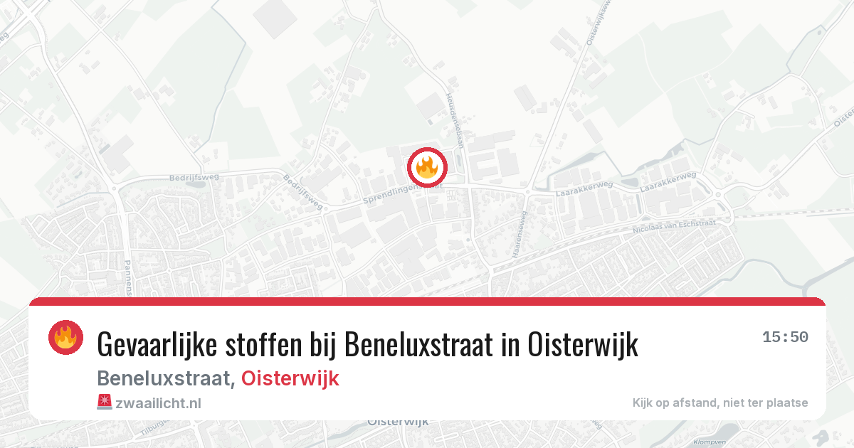 Gevaarlijke stoffen bij Beneluxstraat in Oisterwijk — 26 mei 2026