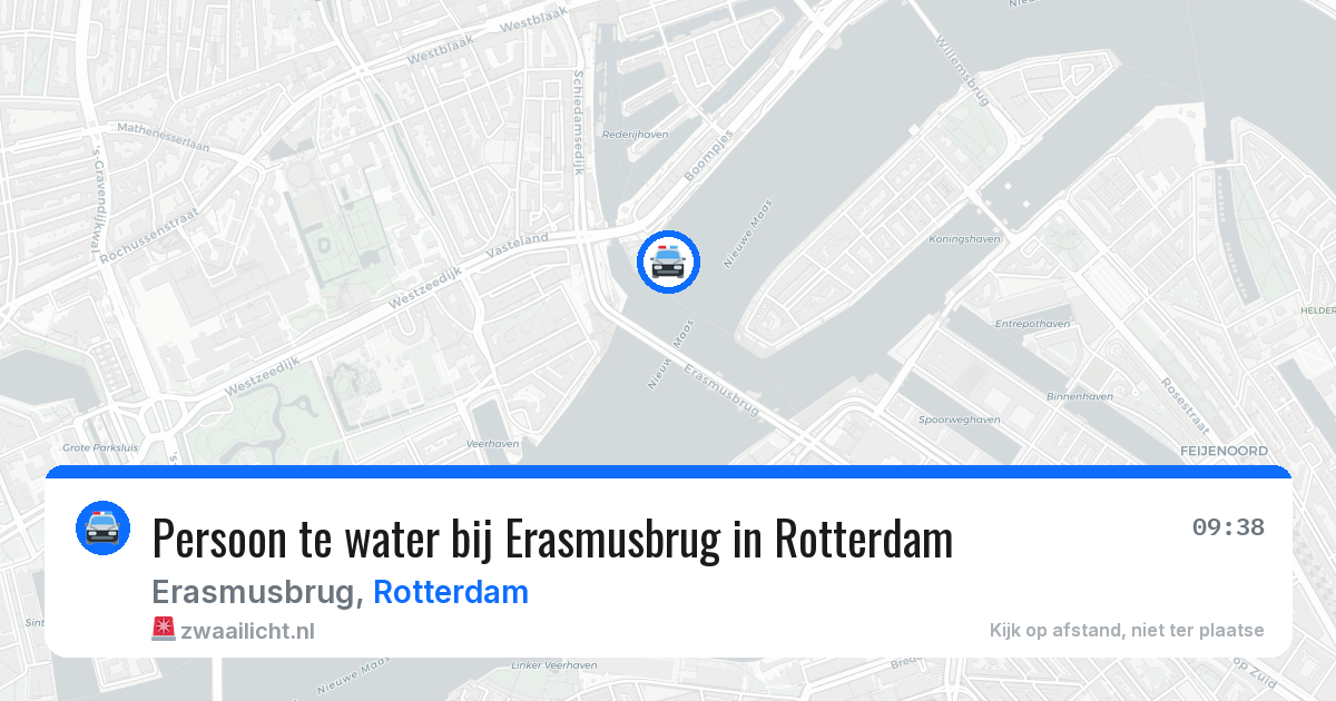 Persoon te water bij Erasmusbrug in Rotterdam — 3 aug 2026