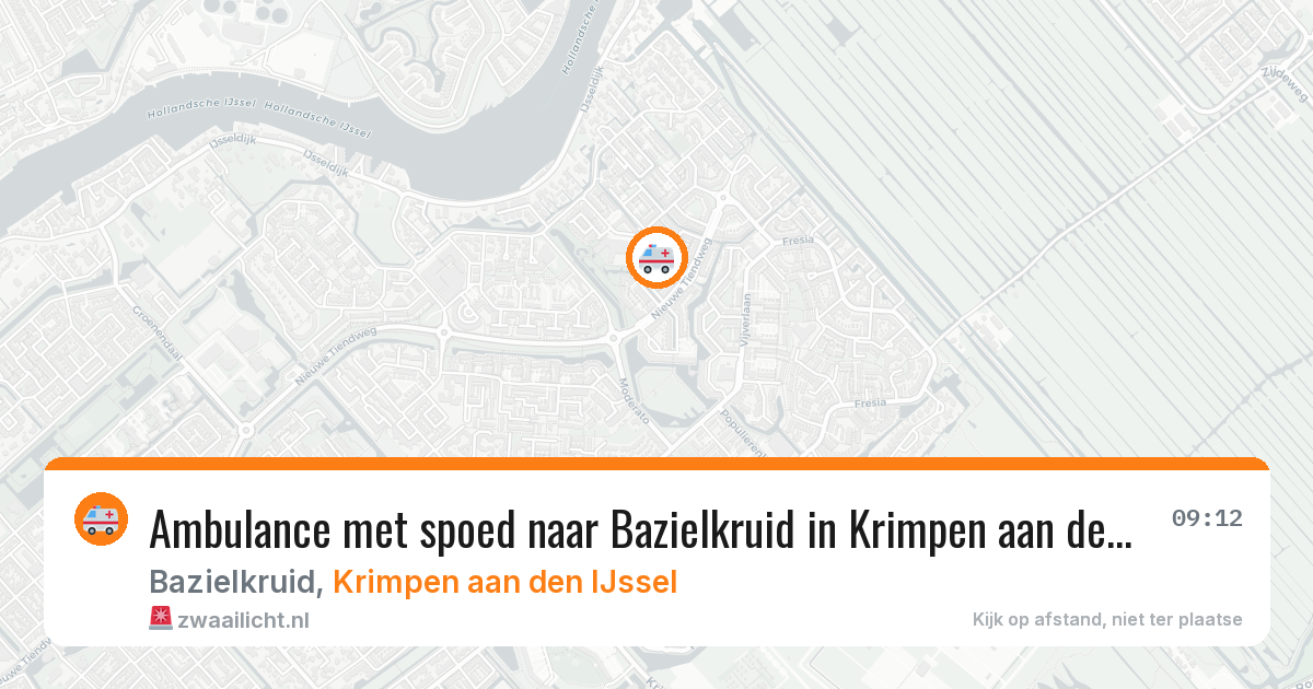Ambulance met spoed naar Bazielkruid in Krimpen aan den IJssel — 14 aug 2026