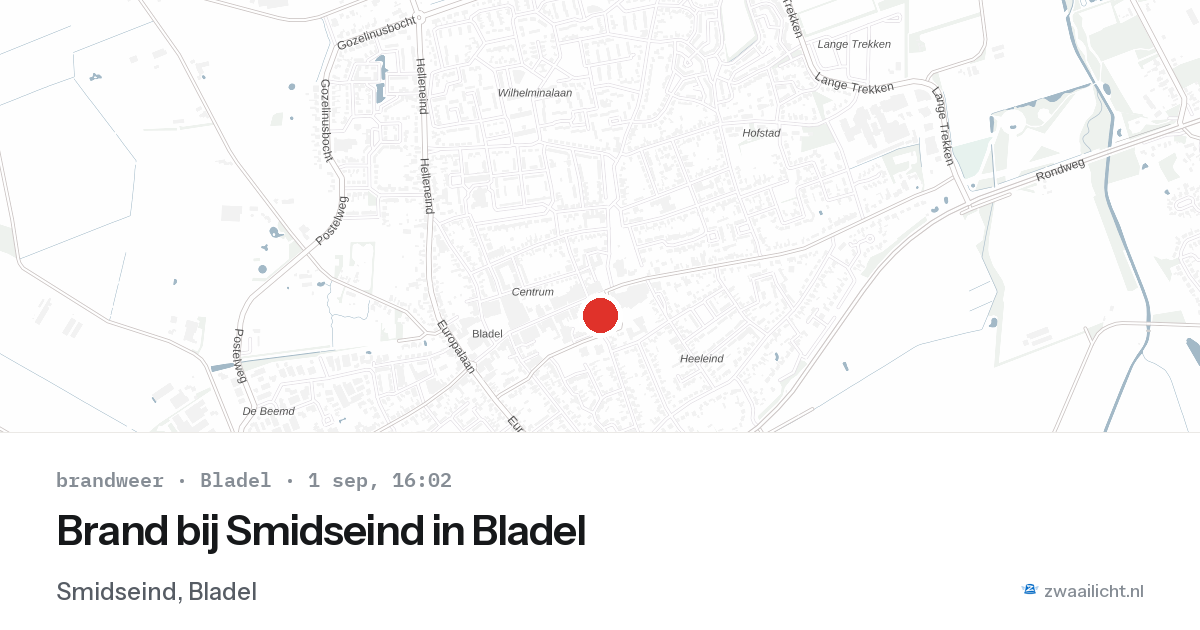 Brand bij Smidseind in Bladel — 1 sep 2026