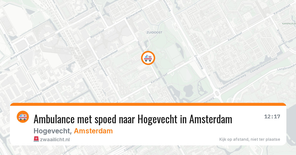 Ambulance met spoed naar Hogevecht in Amsterdam — 16 jun 2026