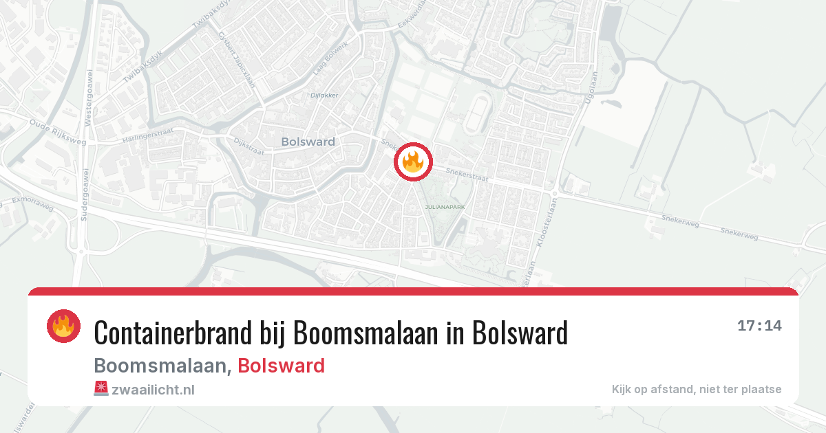 Containerbrand bij Boomsmalaan in Bolsward — 12 jul 2026