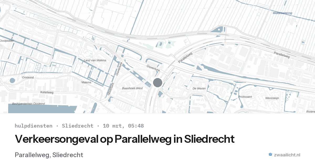 Verkeersongeval op Parallelweg in Sliedrecht — 10 mrt 2026