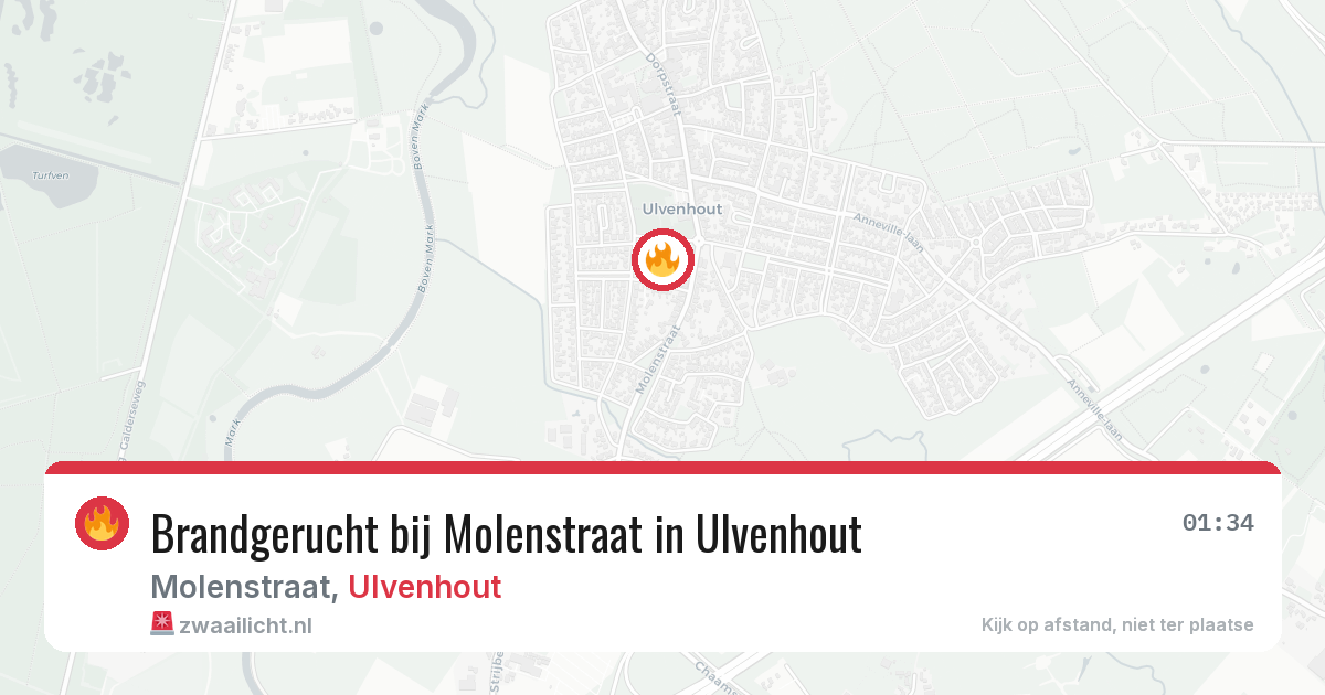 Brandgerucht bij Molenstraat in Ulvenhout — 26 jun 2026