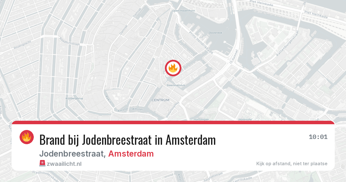 Brand bij Jodenbreestraat in Amsterdam — 13 aug 2026