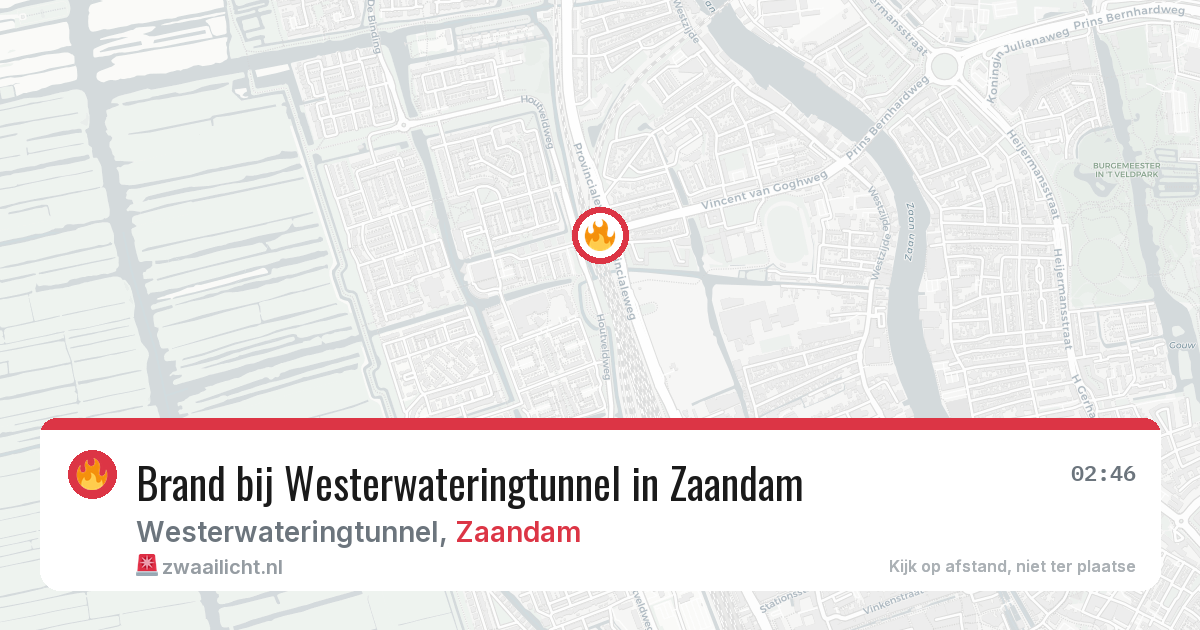 Brand bij Westerwateringtunnel in Zaandam — 24 jun 2026