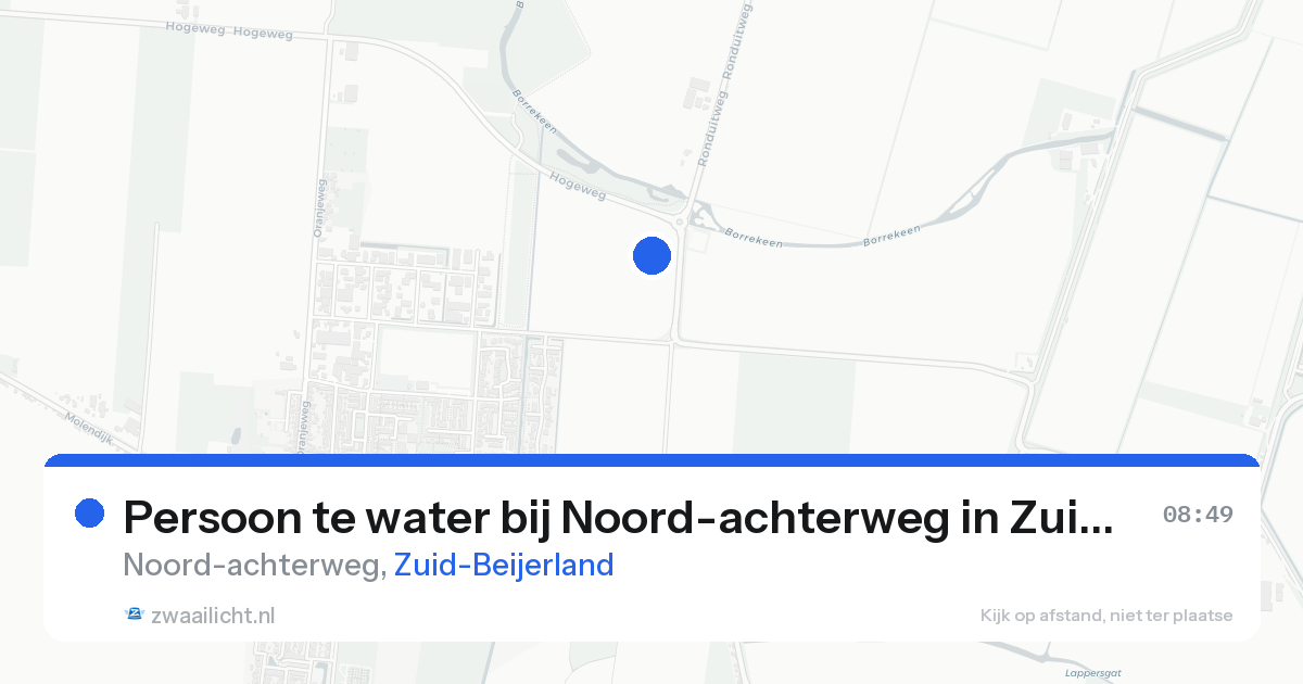 Persoon te water bij Noord-achterweg in Zuid-Beijerland — 17 aug 2026