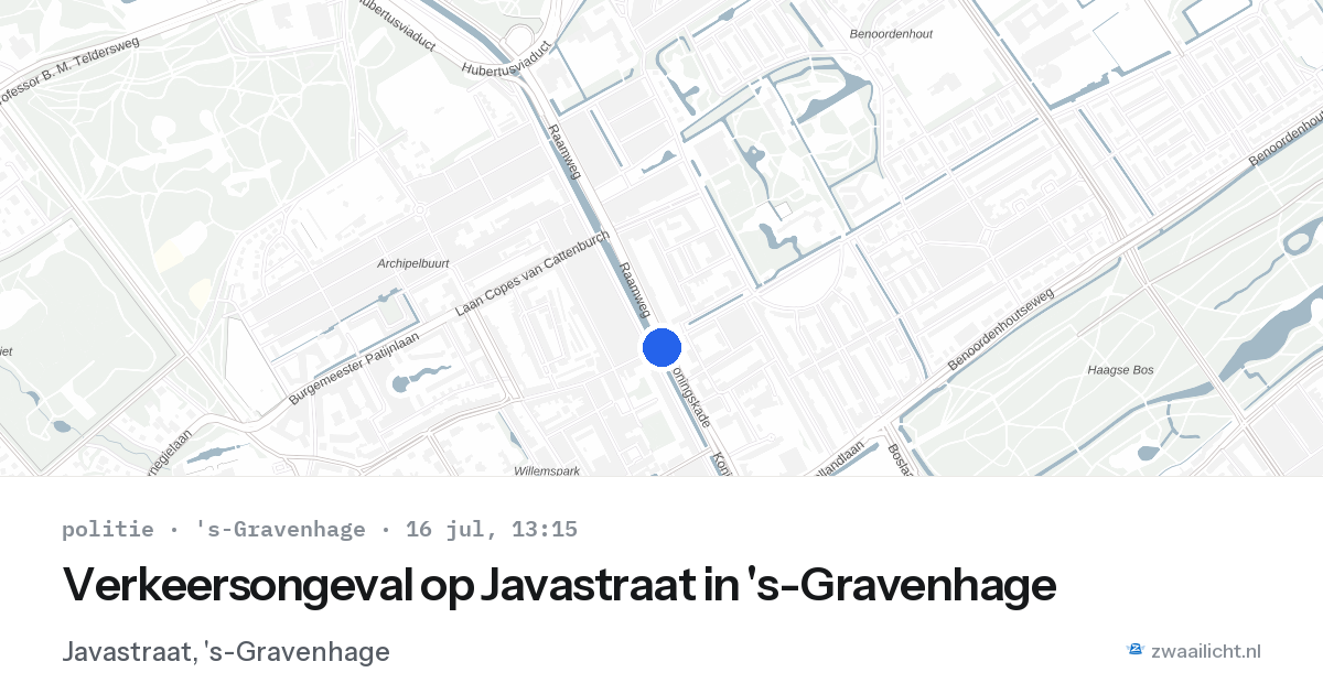 Verkeersongeval op Javastraat in 's-Gravenhage — 16 jul 2026