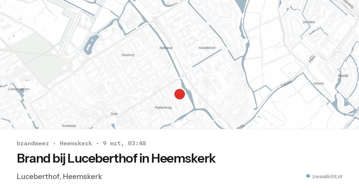 Brand bij Luceberthof in Heemskerk — 9 mrt 2026