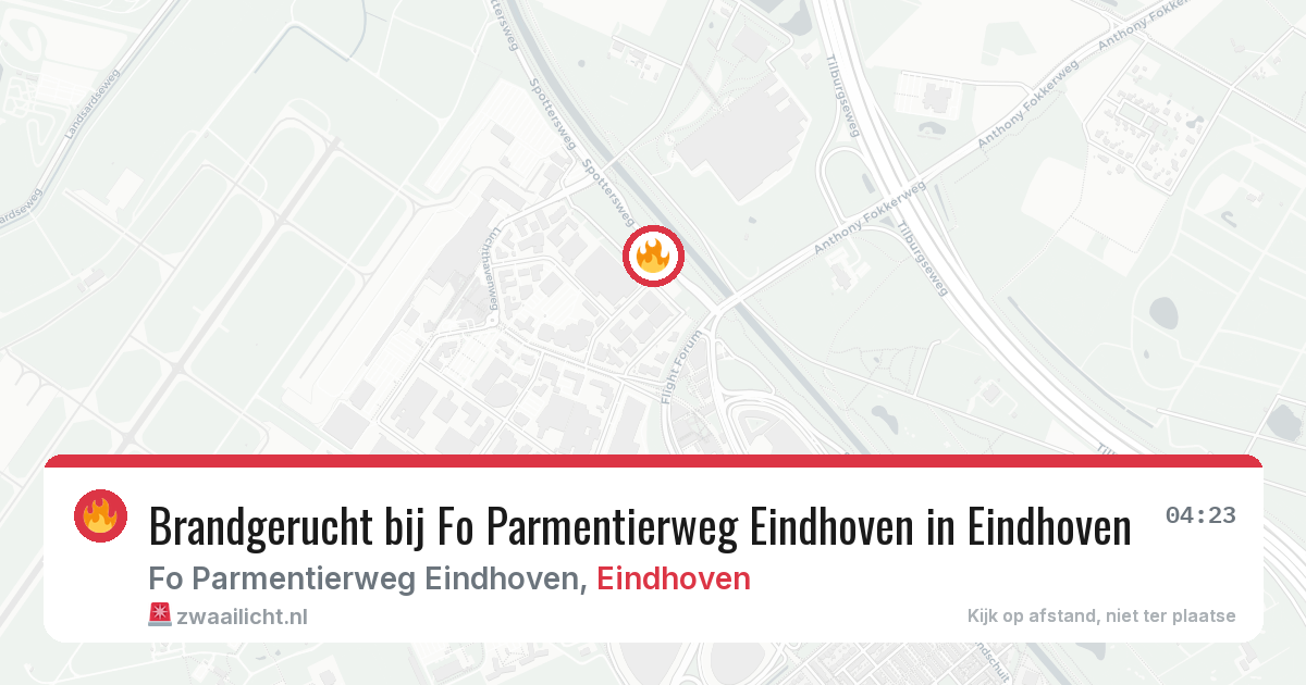 Brandgerucht bij Fo Parmentierweg Eindhoven in Eindhoven — 30 apr 2026
