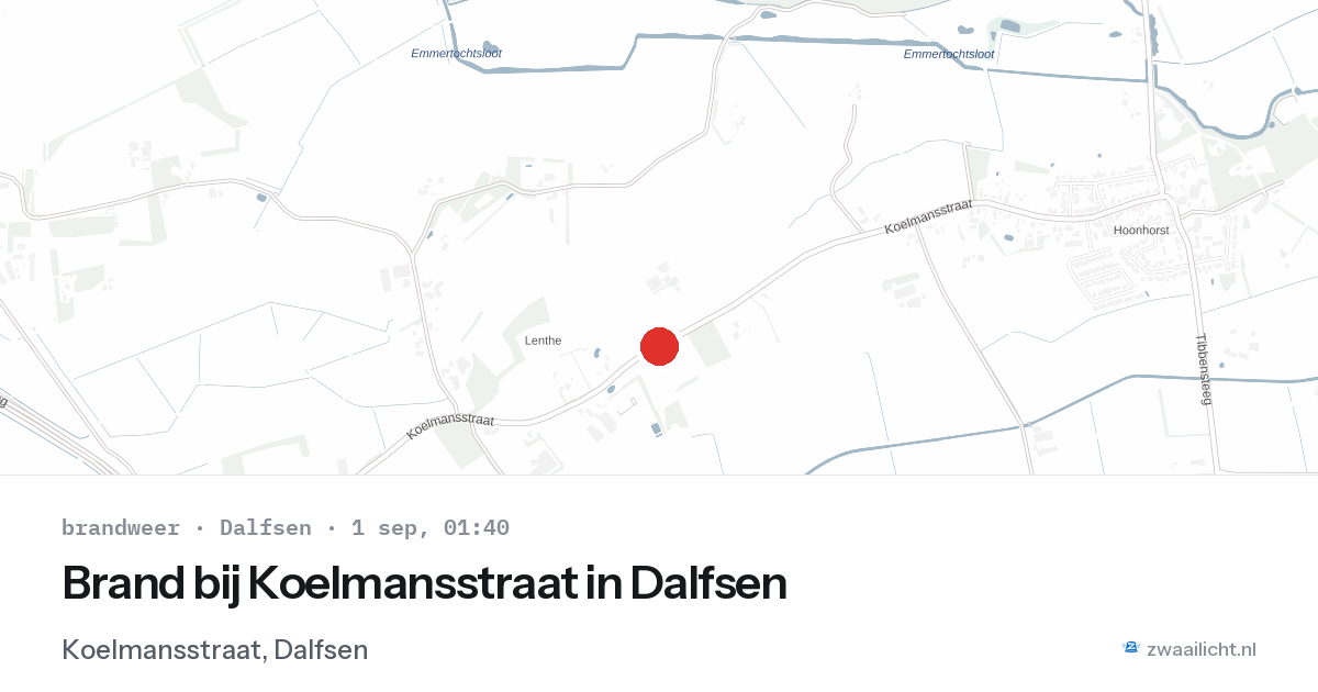 Brand bij Koelmansstraat in Dalfsen — 31 aug 2026