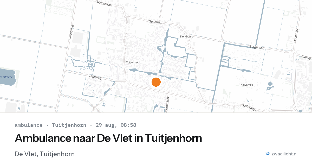 Ambulance naar De Vlet in Tuitjenhorn — 29 aug 2026