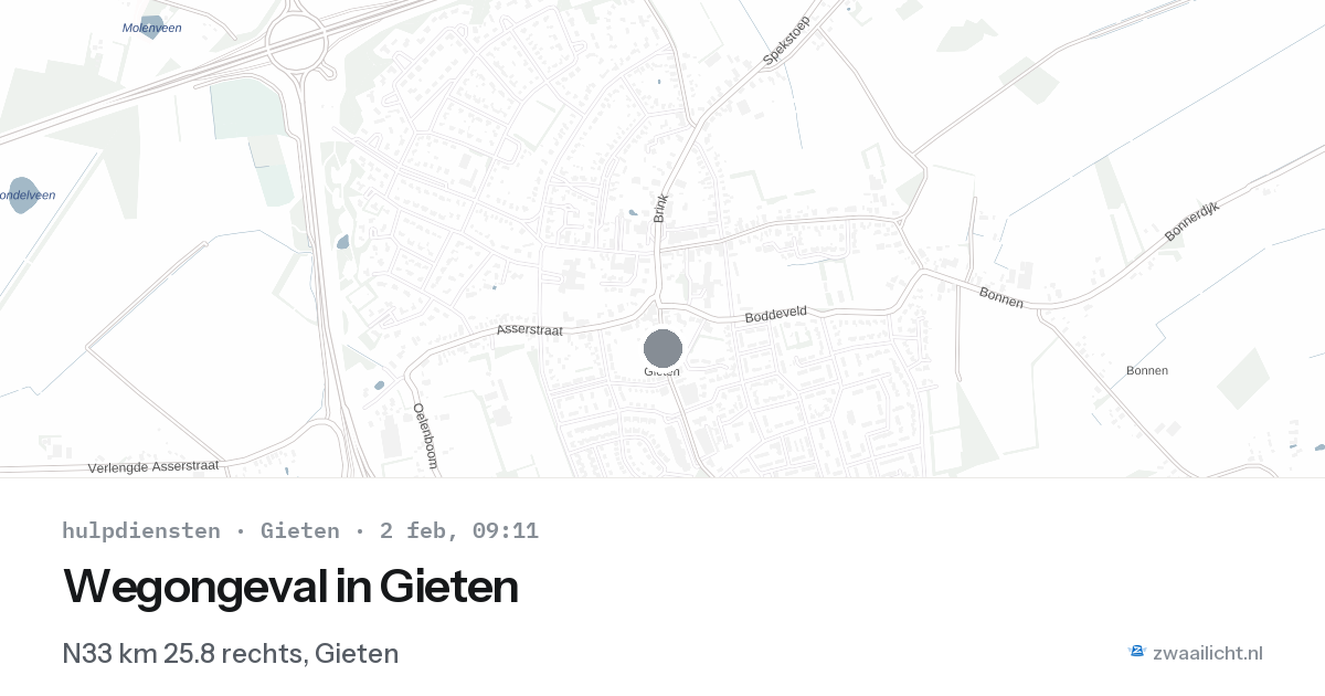Wegongeval in Gieten — 2 feb 2026