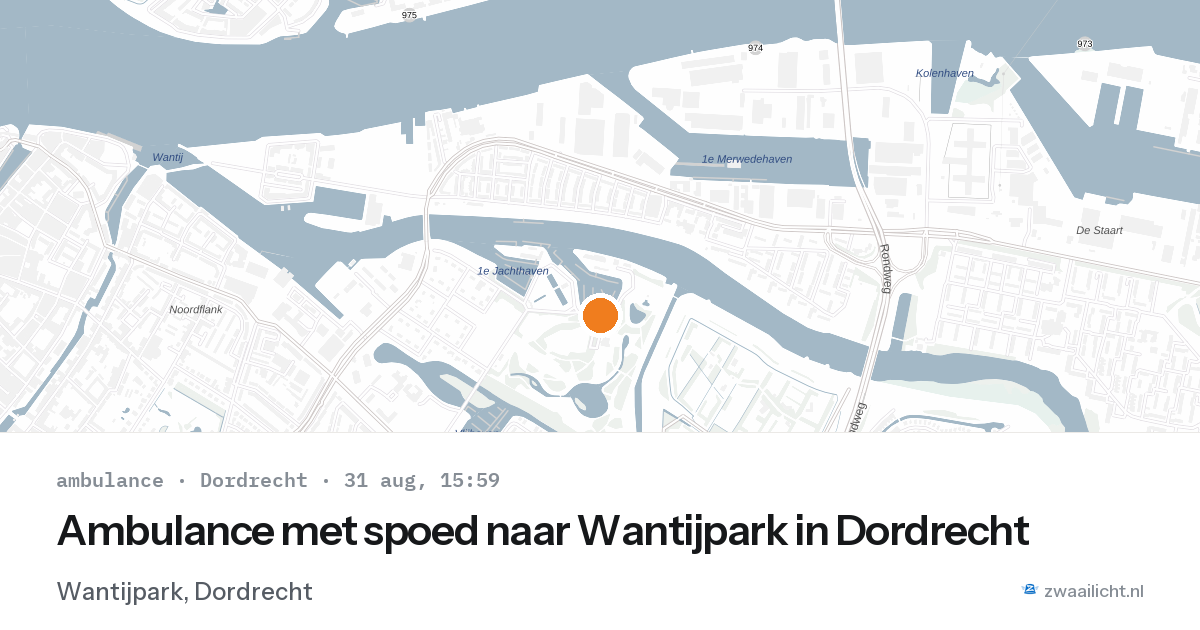 Ambulance met spoed naar Wantijpark in Dordrecht — 31 aug 2026