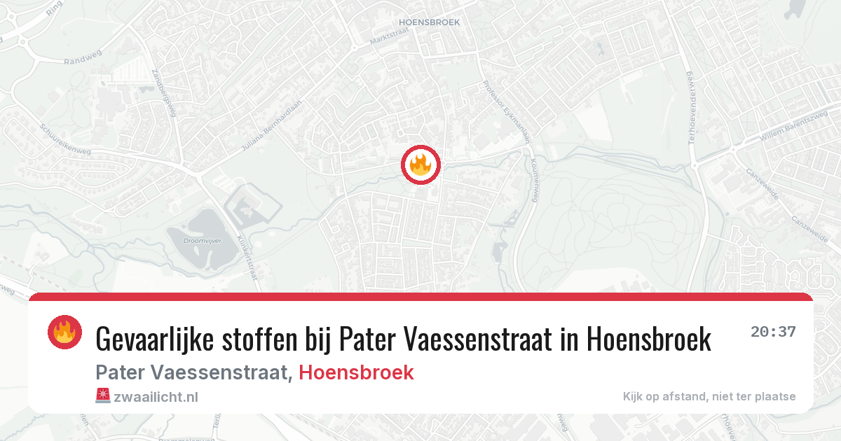 Gevaarlijke stoffen bij Pater Vaessenstraat in Hoensbroek — 9 aug 2026