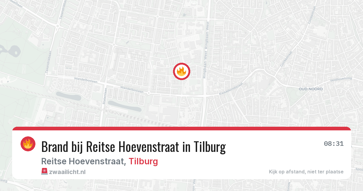 Brand bij Reitse Hoevenstraat in Tilburg — 12 mrt 2026