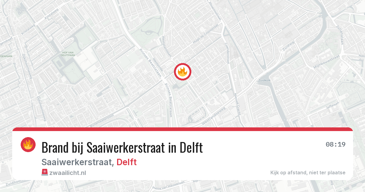 Brand bij Saaiwerkerstraat in Delft — 15 jul 2026