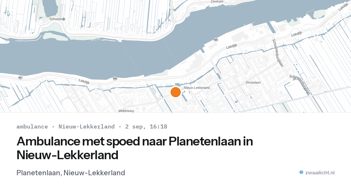 Ambulance met spoed naar Planetenlaan in Nieuw-Lekkerland — 2 sep 2026