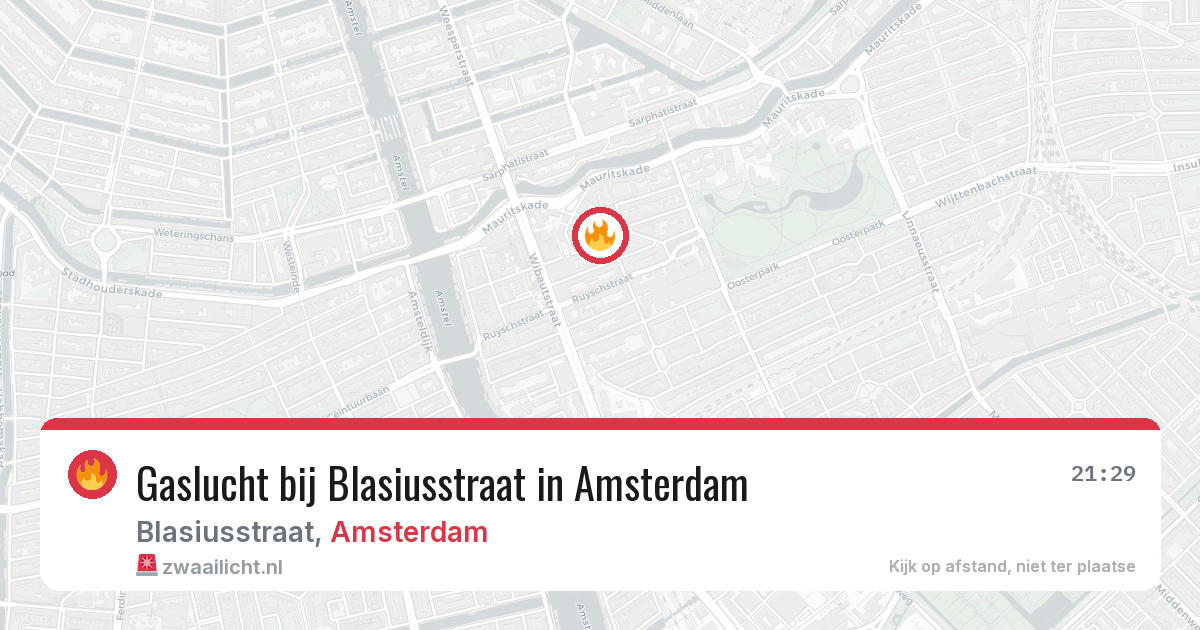Gaslucht bij Blasiusstraat in Amsterdam — 17 mrt 2026