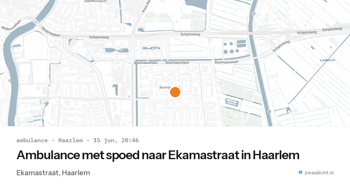Ambulance met spoed naar Ekamastraat in Haarlem — 15 jun 2026