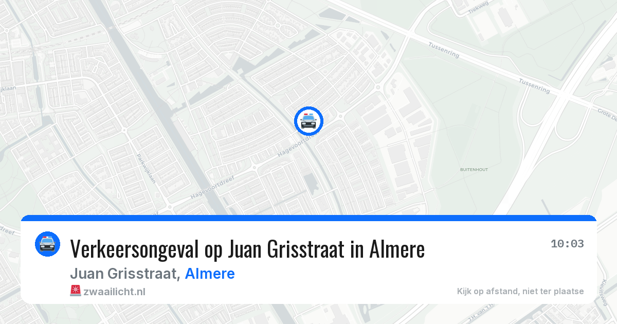 Verkeersongeval op Juan Grisstraat in Almere — 12 aug 2026