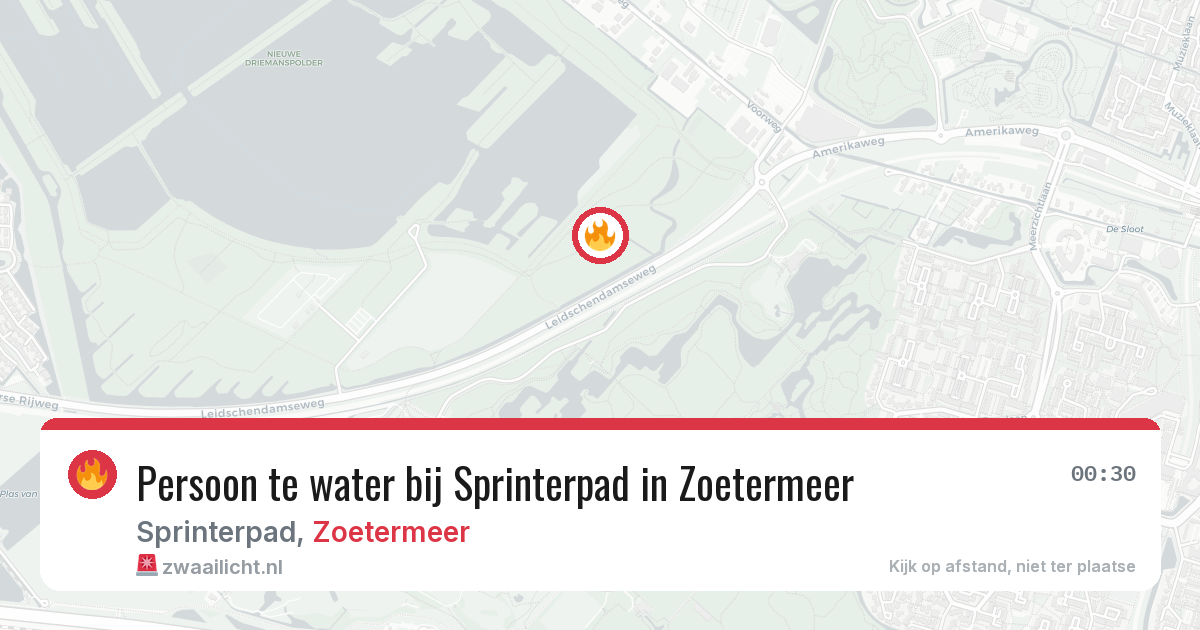 Persoon te water bij Sprinterpad in Zoetermeer — 14 aug 2026
