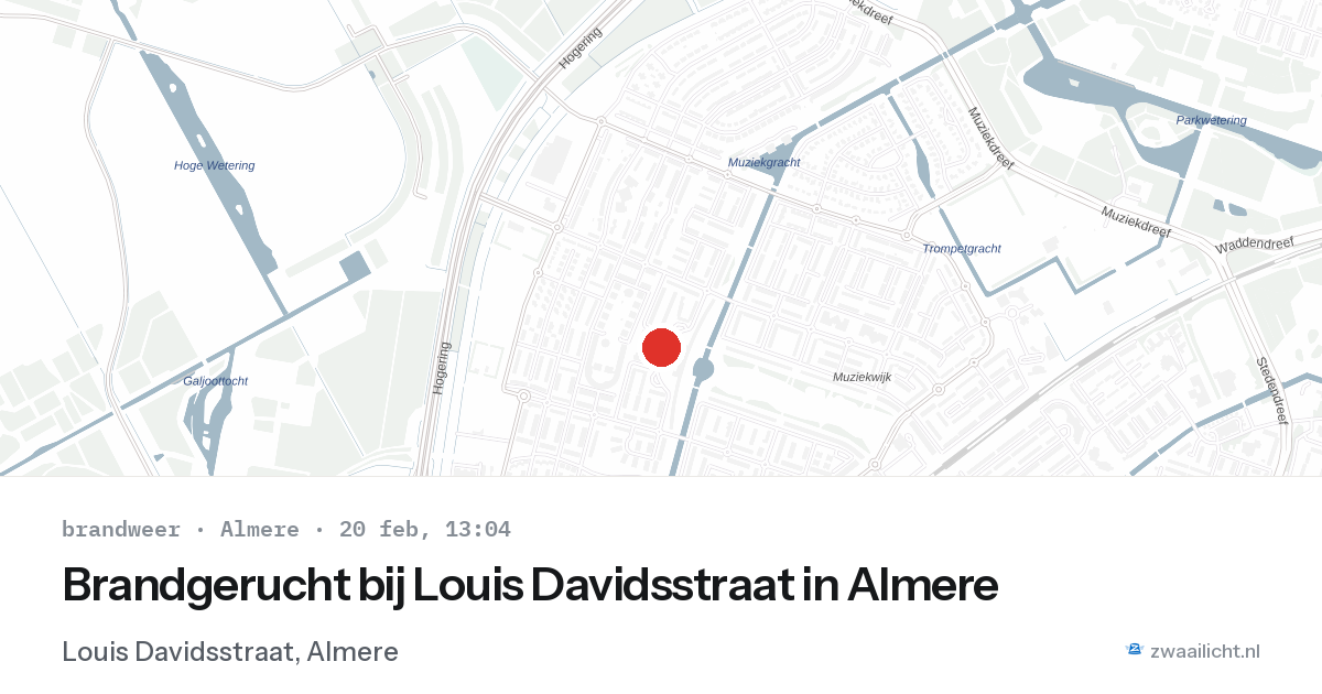 Brandgerucht bij Louis Davidsstraat in Almere — 20 feb 2026