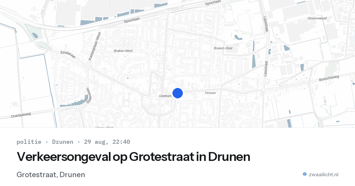 Verkeersongeval op Grotestraat in Drunen — 29 aug 2026