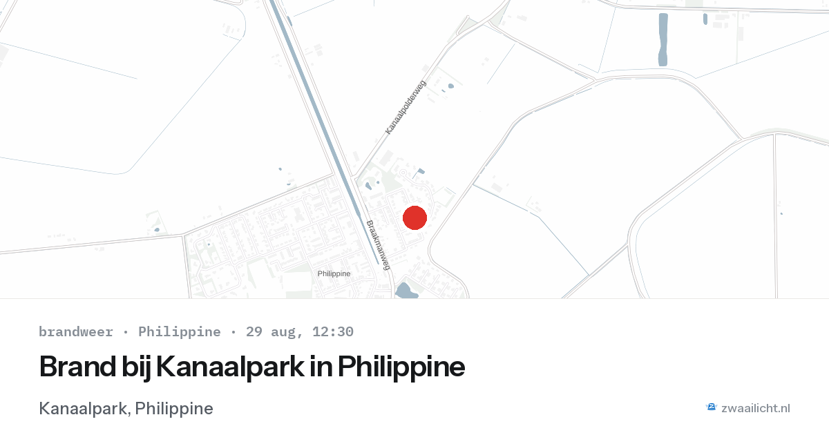 Brand bij Kanaalpark in Philippine — 29 aug 2026