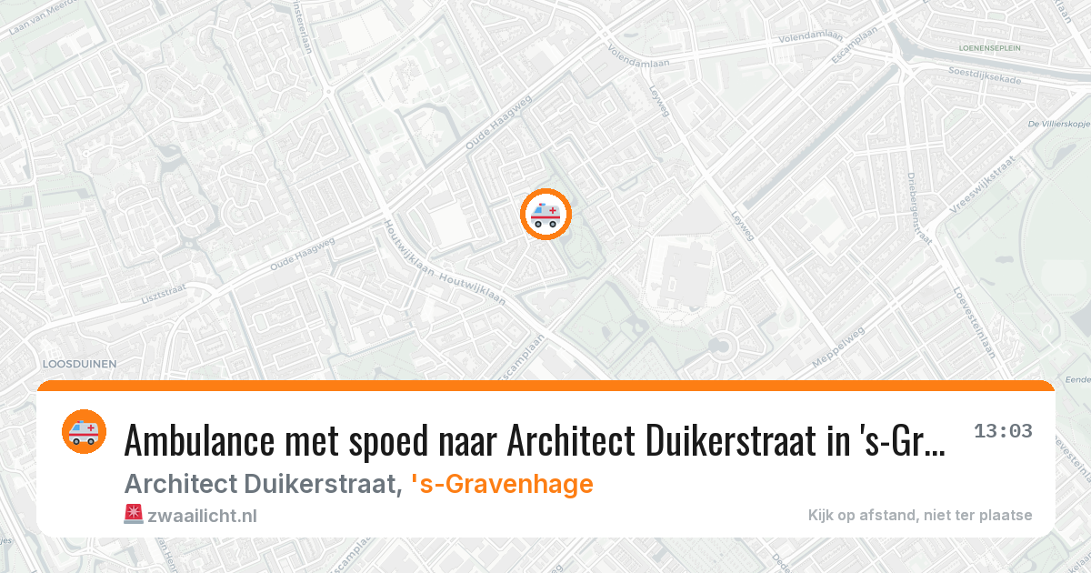 Ambulance met spoed naar Architect Duikerstraat in 's-Gravenhage — 6 jul 2026